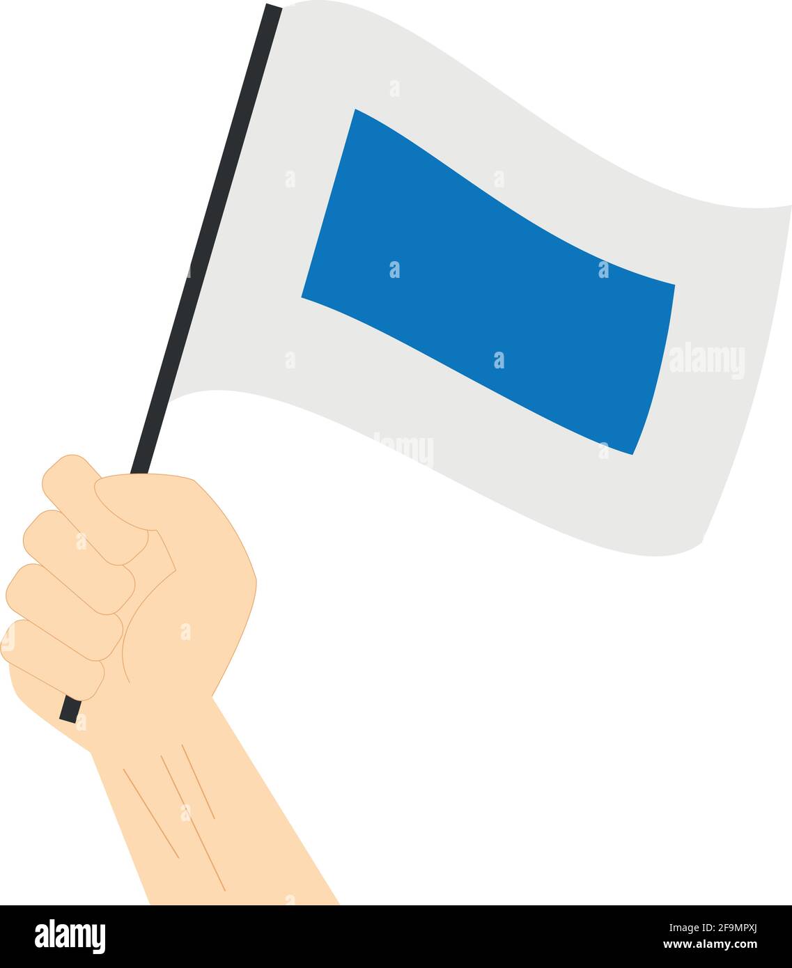 Main tenant et levant le drapeau maritime pour représenter le Illustration du vecteur lettre S. Illustration de Vecteur