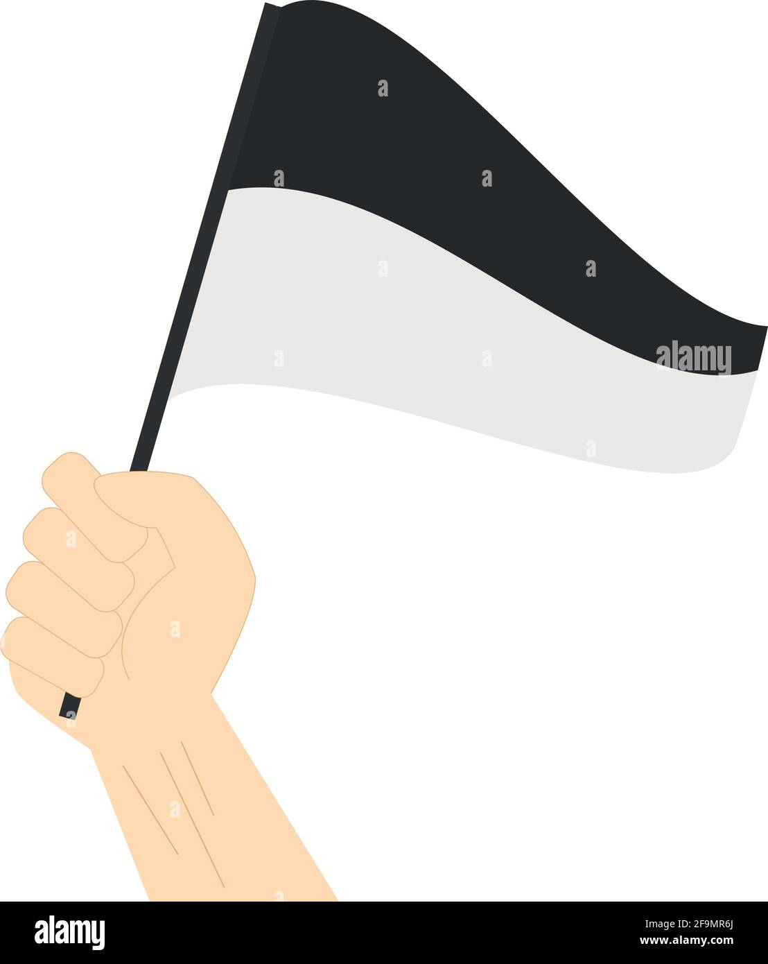 Main tenant et levant le drapeau maritime pour représenter le Illustration du vecteur numéro six Illustration de Vecteur