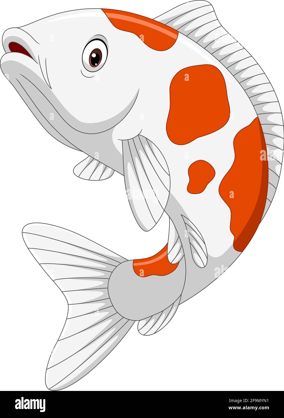 Dessin animé poisson Koi sur fond blanc Illustration de Vecteur