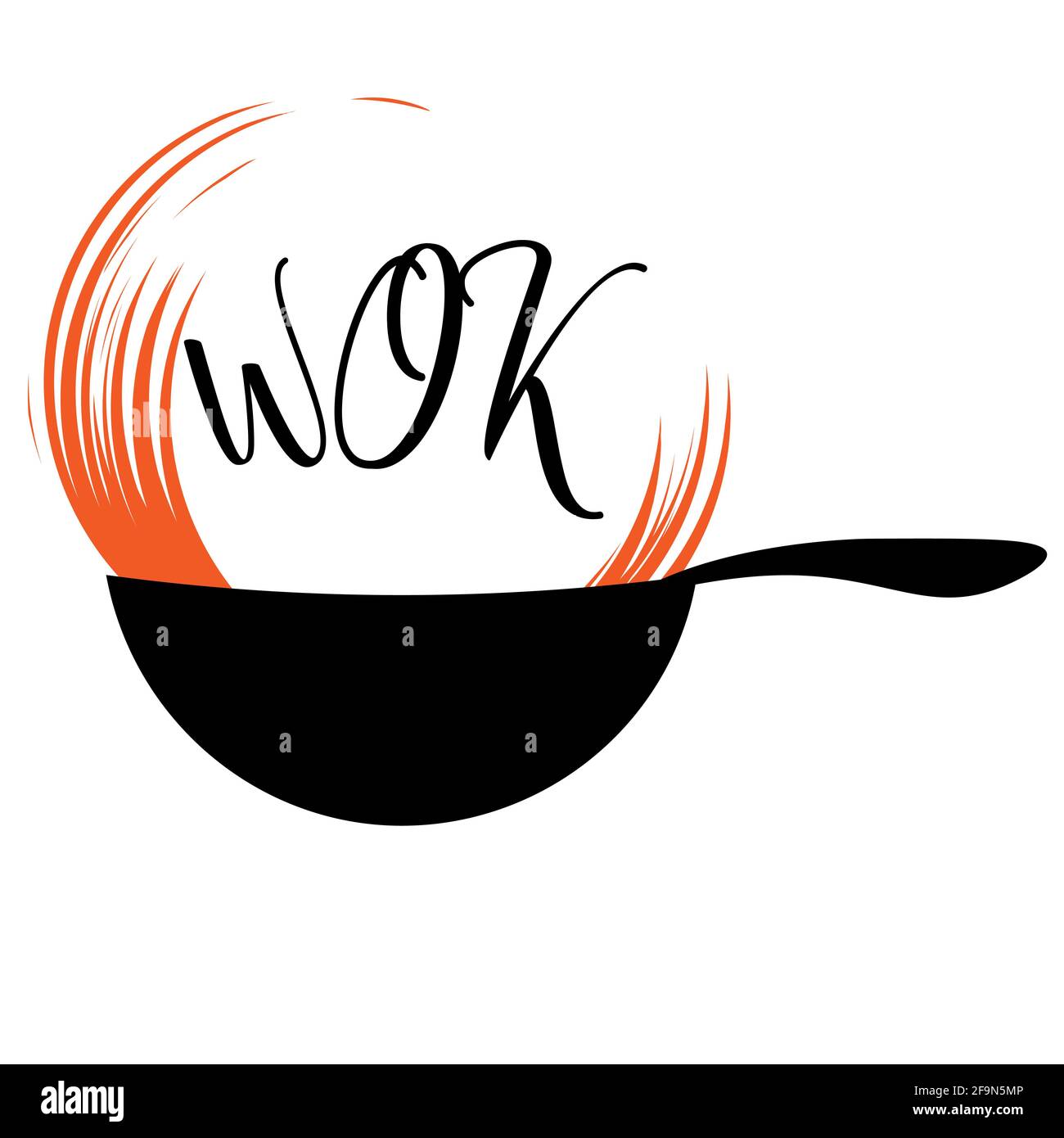 logo wok food avec lettrage et éclaboussures d'huile 2 Image Vectorielle  Stock - Alamy