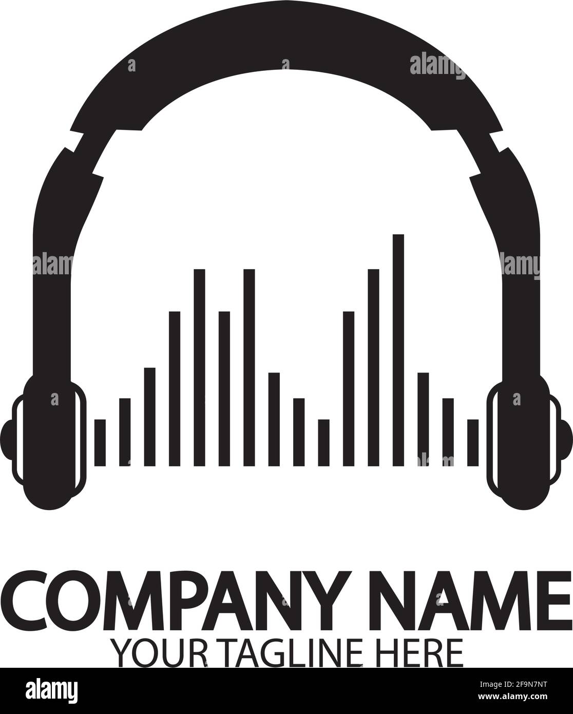 Casque avec microphone et ondes sonores, concept de logo de station de radio, symbole dj disco, label de studio de diffusion, emblème de l'assistance clientèle f Illustration de Vecteur