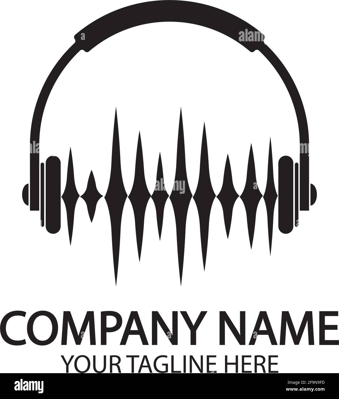 Casque avec microphone et ondes sonores, concept de logo de station de radio, symbole dj disco, label de studio de diffusion, emblème de l'assistance clientèle f Illustration de Vecteur