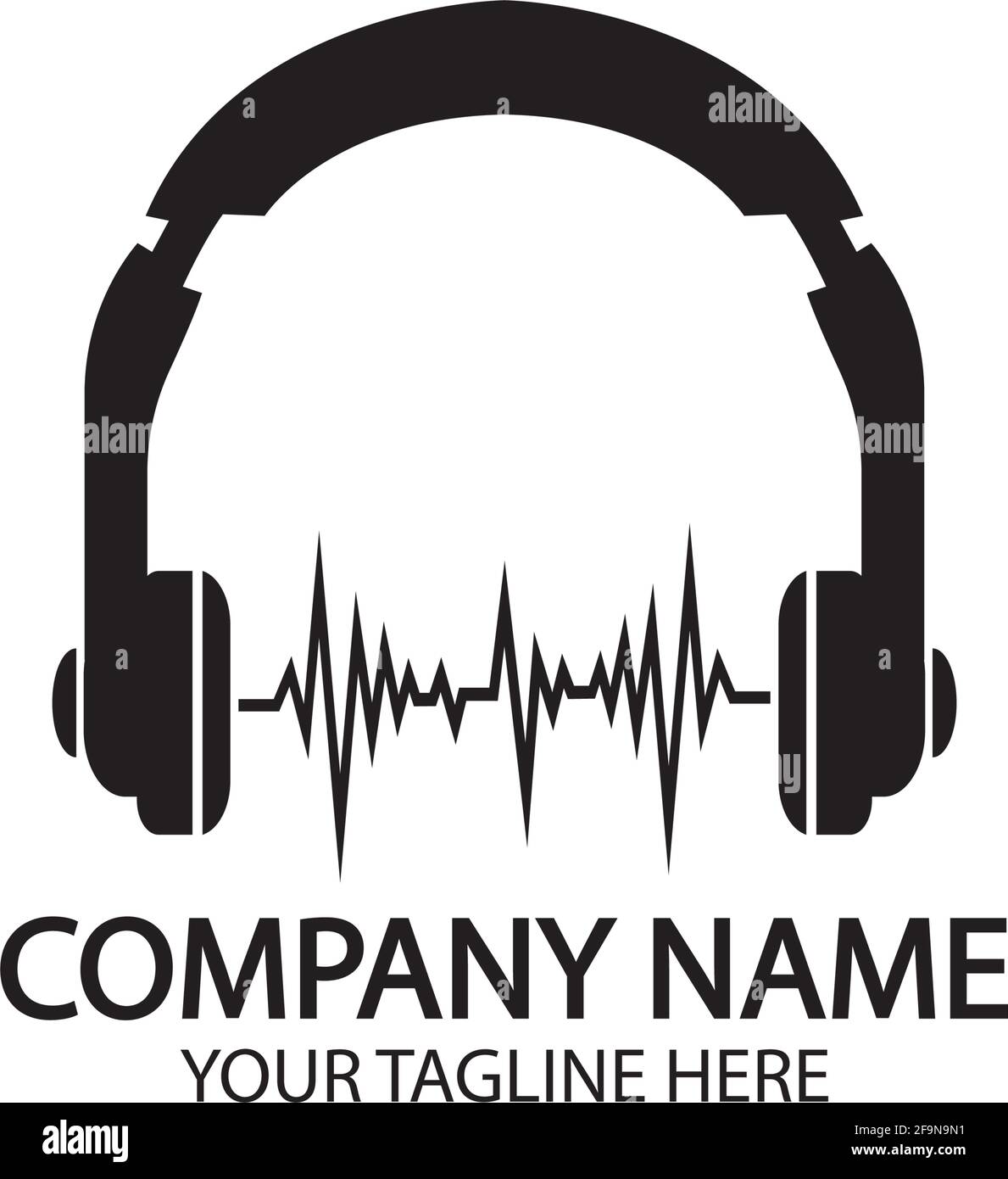 Casque avec microphone et ondes sonores, concept de logo de station de radio, symbole dj disco, label de studio de diffusion, emblème de l'assistance clientèle f Illustration de Vecteur