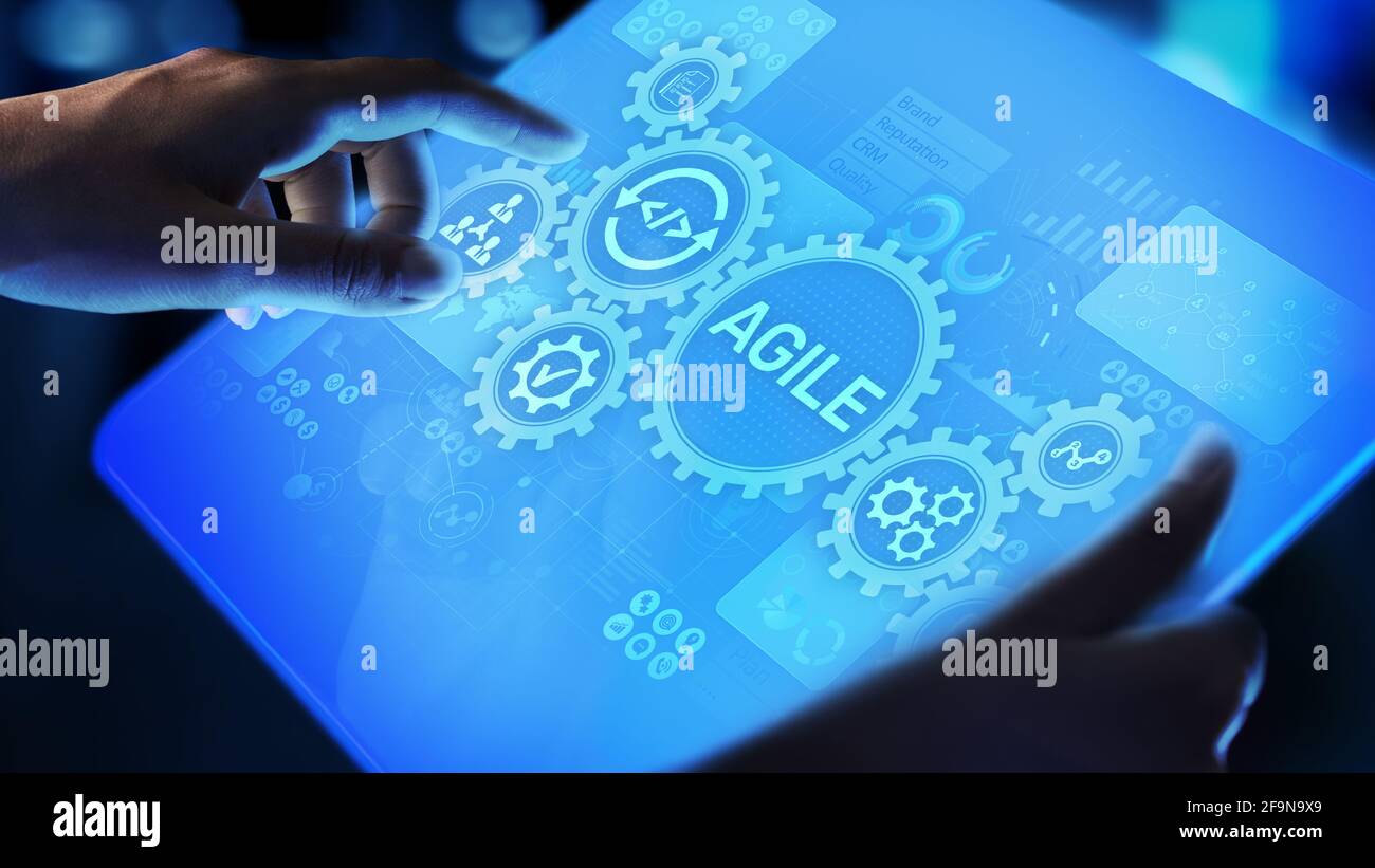 Méthodologie de développement Agile concept sur un écran virtuel. Technologie concept Banque D'Images