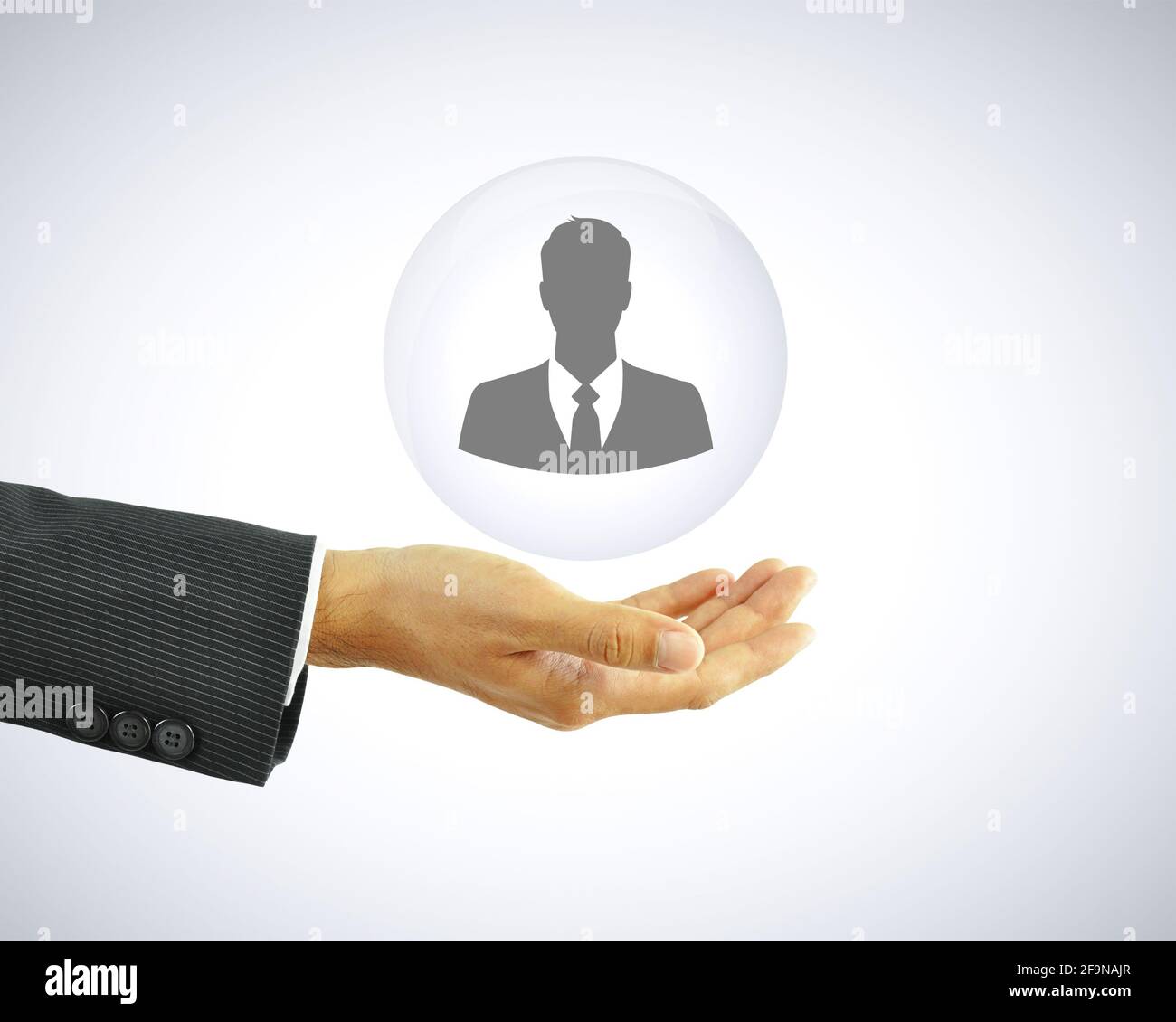 Main tenant homme d'affaires icône - résumé commercial - HR concept Banque D'Images