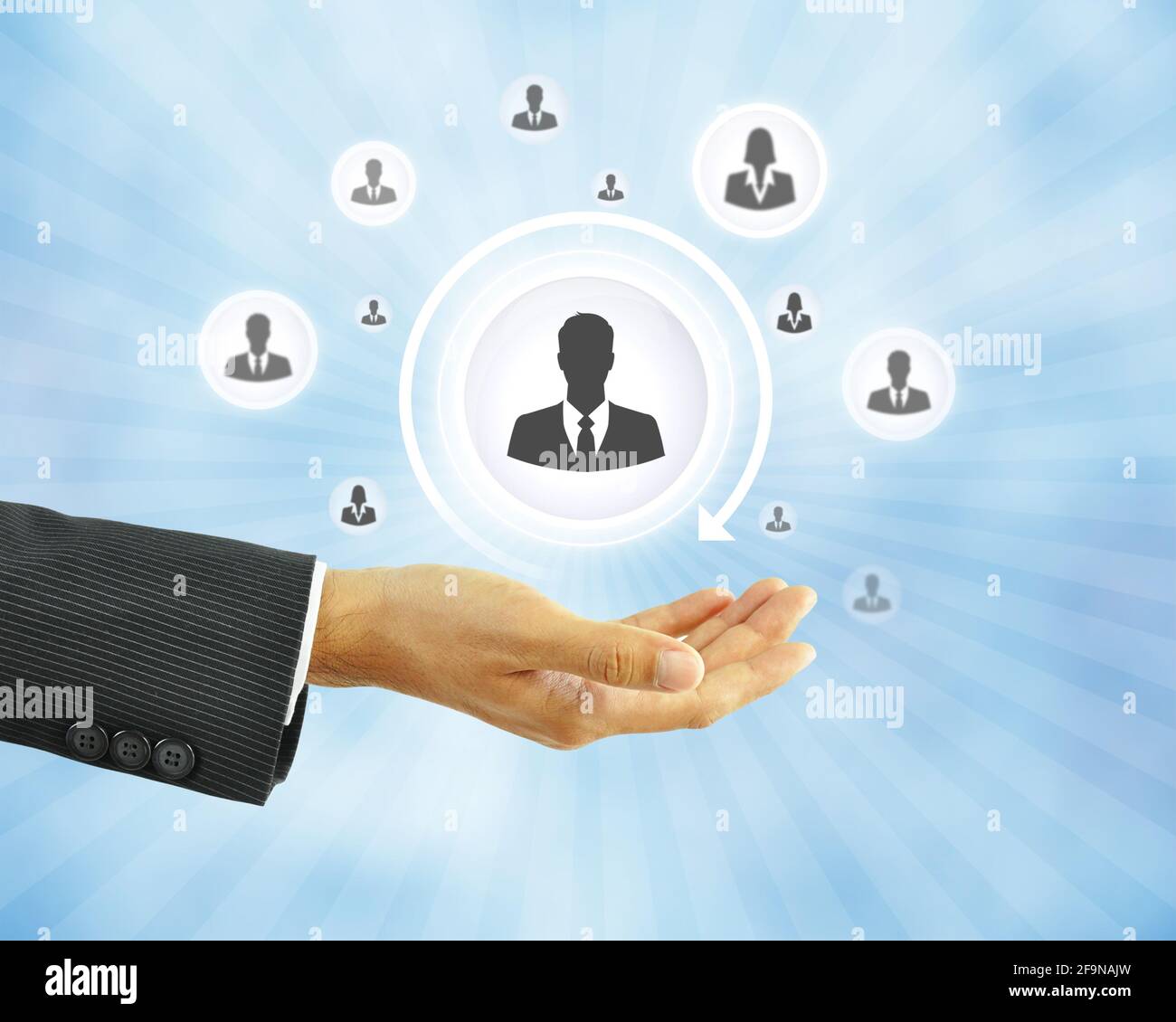 Main tenant homme d'affaires icône - résumé commercial - HR concept Banque D'Images