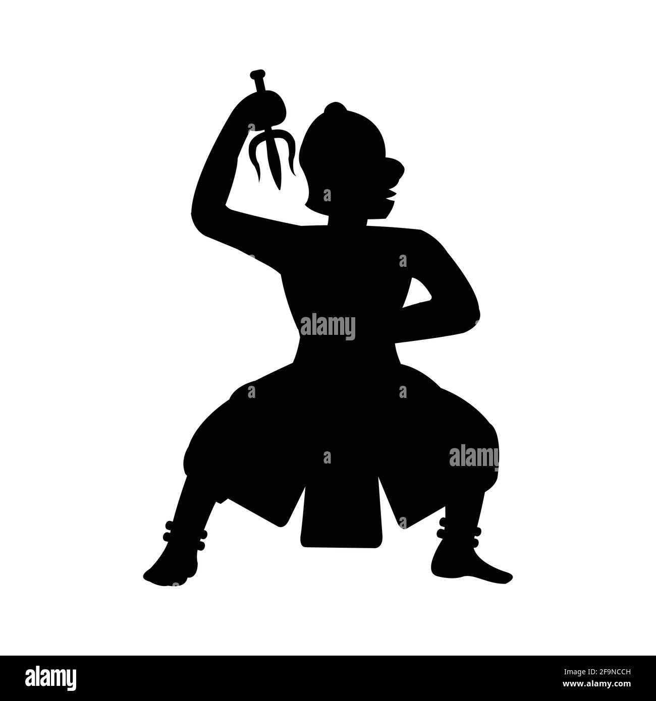 silhouette noire de leader de singe prêt à combattre l'acteur de ramayana, illustration vectorielle Illustration de Vecteur