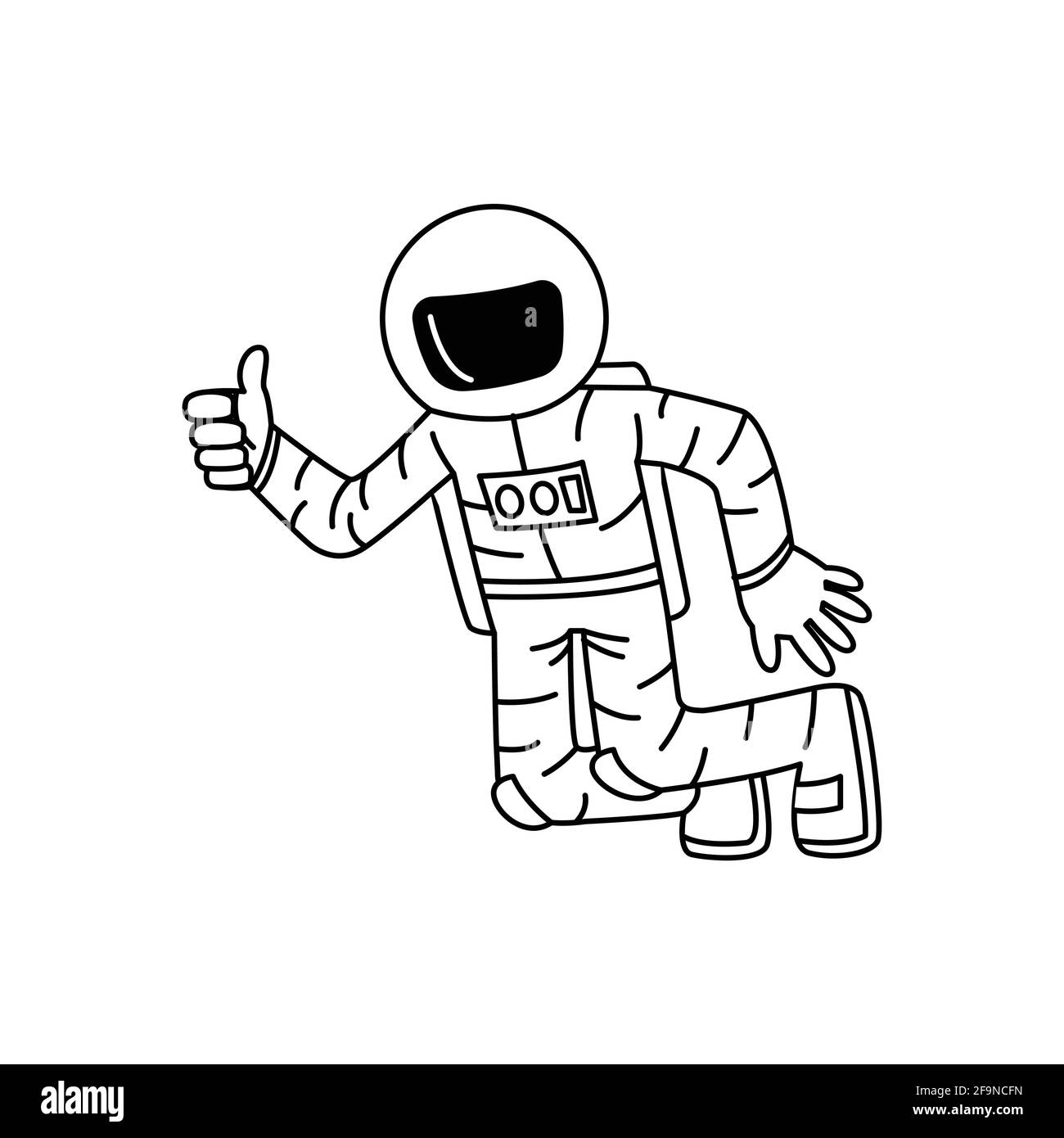 Version de dessin animé de l'astronaute, le pouce vers le haut tout en flottant dans espace,illustration vectorielle Illustration de Vecteur