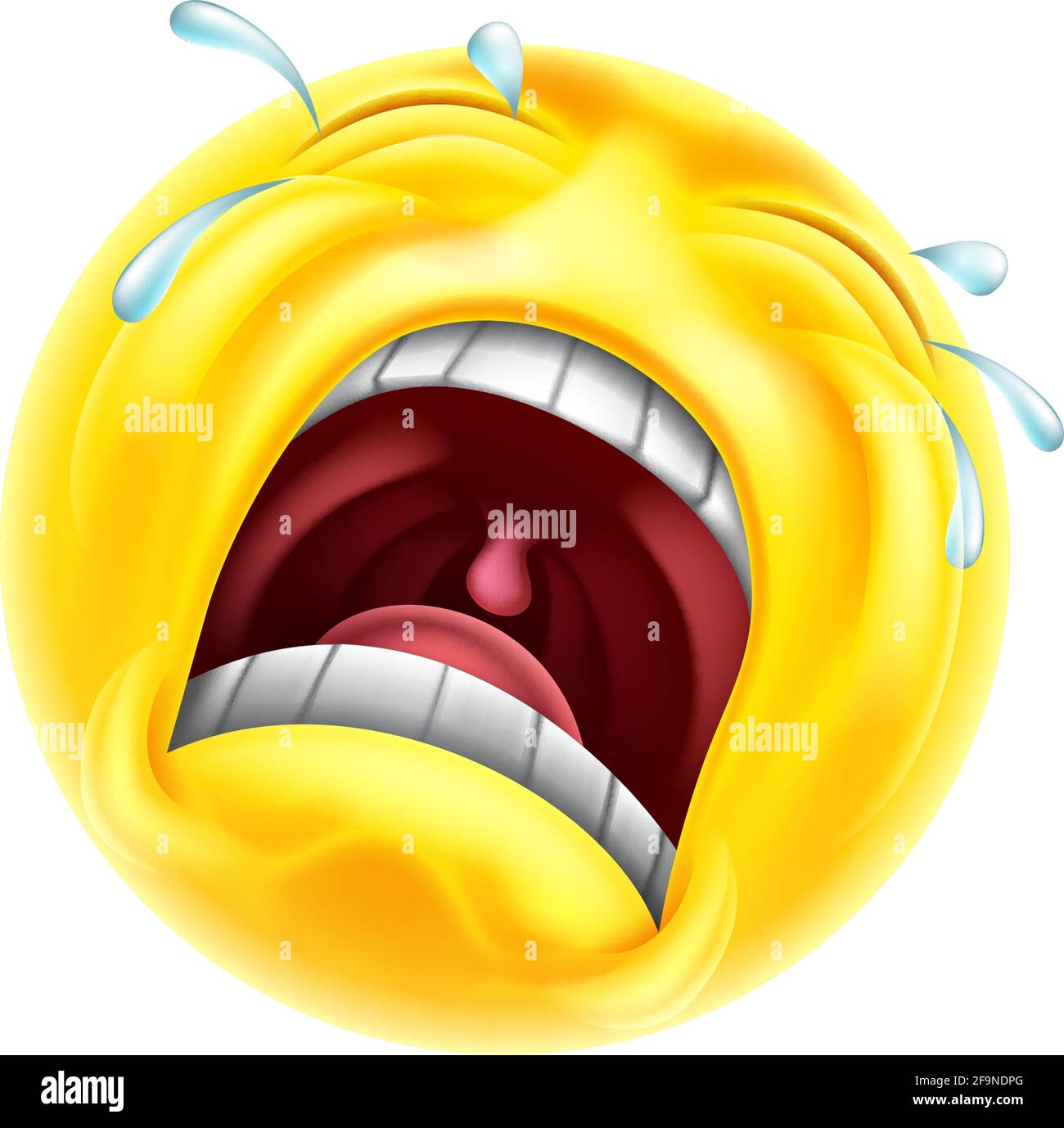 Triste cri Emoticon dessin animé visage Illustration de Vecteur