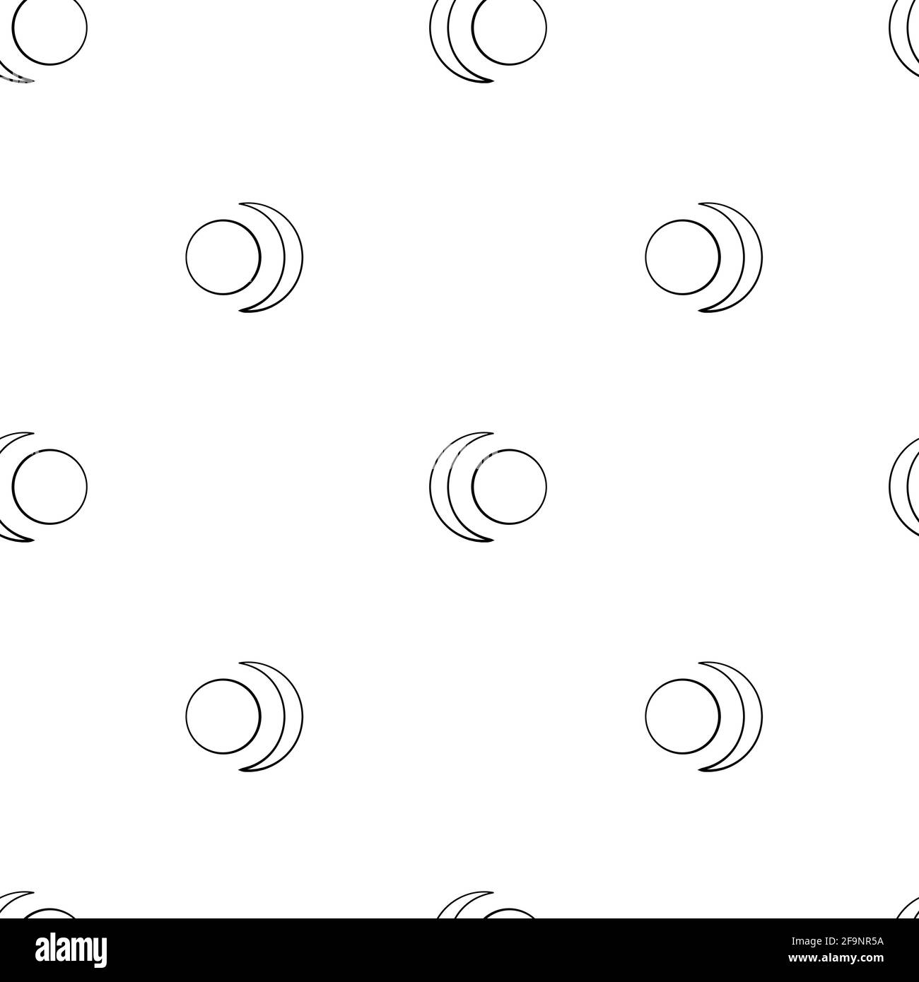 Motif monochrome sans couture avec des lunes noires sur fond blanc. Illustration de Vecteur