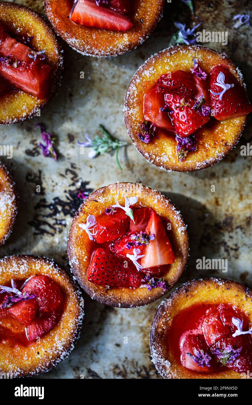 Fraises et sirops de lilas Banque D'Images