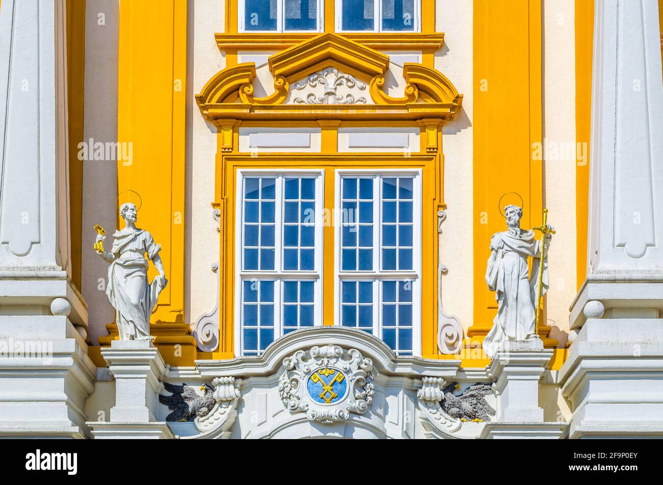 Melk Abbey Church détails en Basse-Autriche. L'abbaye de Melk est une abbaye bénédictine autrichienne, l'un des sites monastiques les plus célèbres au monde. Banque D'Images