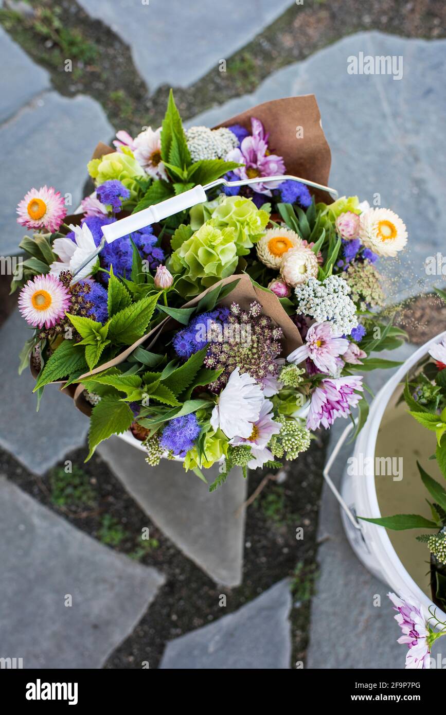 Bouquets de fleurs de ferme Banque D'Images