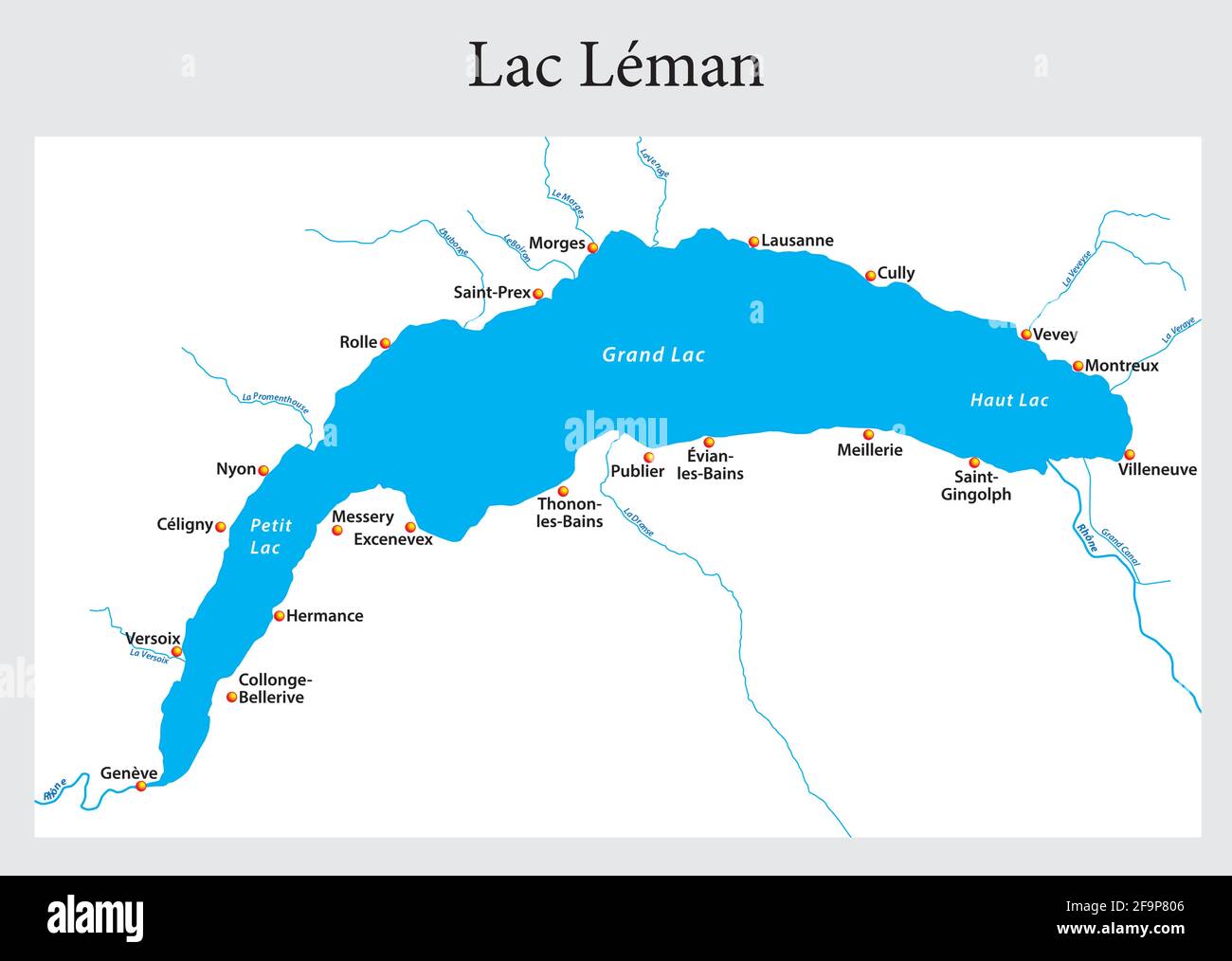 Petite carte du Lac Léman, Suisse, France Illustration de Vecteur