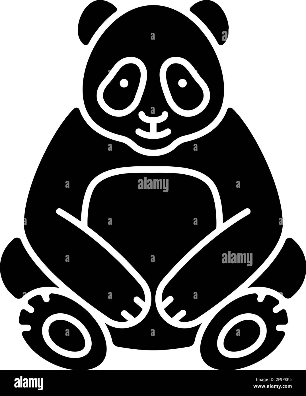 Grande icône de glyphe noir panda Illustration de Vecteur