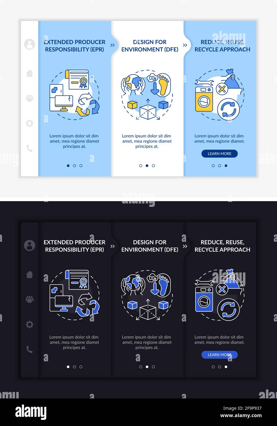 Modèle de vecteur d'intégration de stratégie de réduction des déchets électroniques Illustration de Vecteur