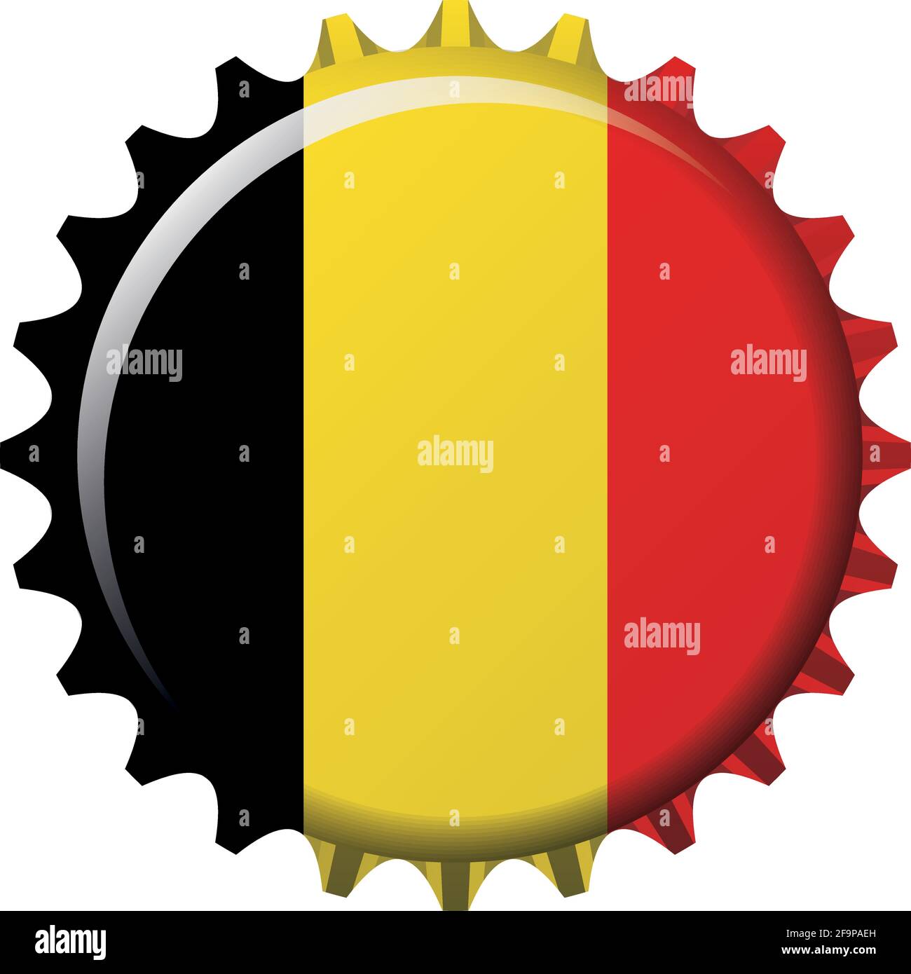 Drapeau national de la Belgique sur un bouchon de bouteille. Illustration vectorielle Illustration de Vecteur