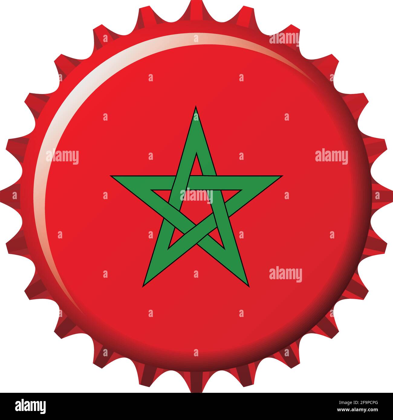 Drapeau national du Maroc sur un bouchon de bouteille. Illustration vectorielle Illustration de Vecteur