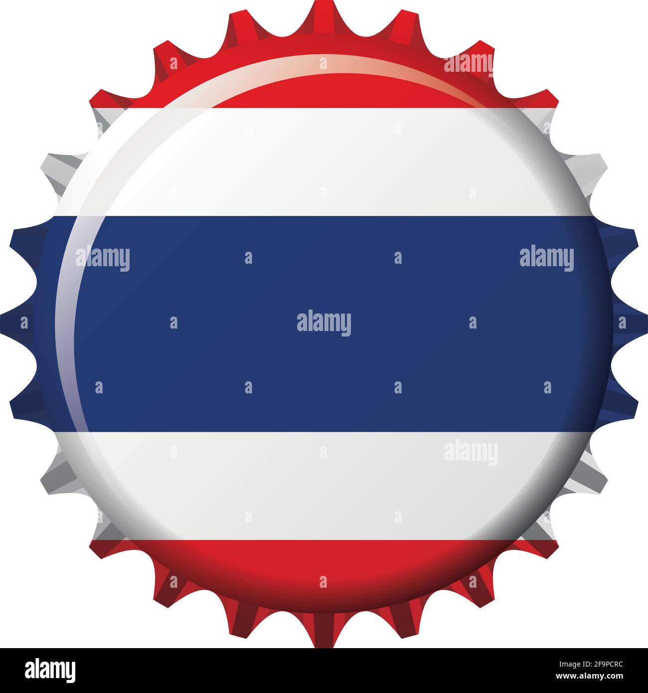 Drapeau national de la Thaïlande sur un bouchon de bouteille. Illustration vectorielle Illustration de Vecteur