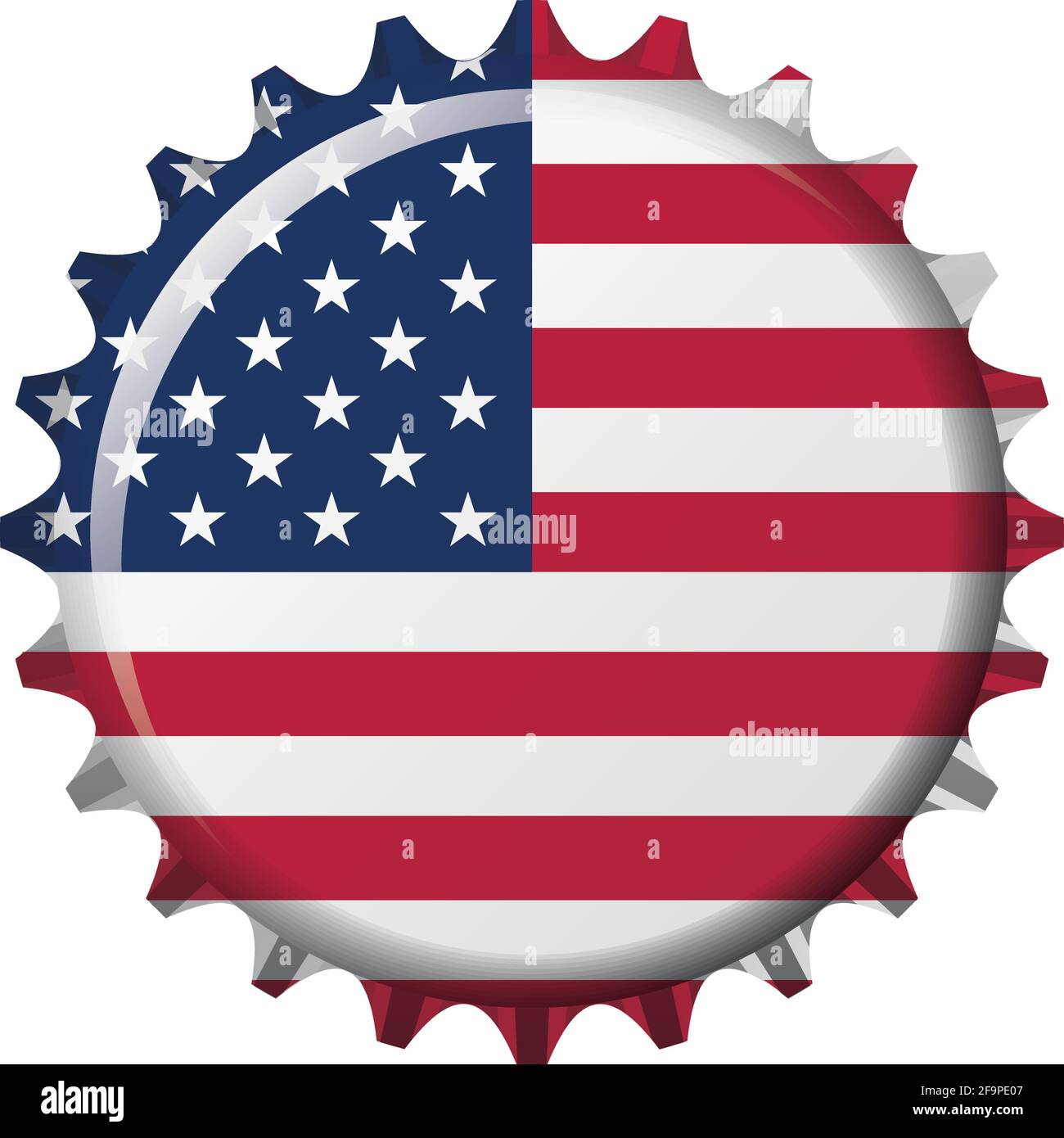 Drapeau national des États-Unis d'Amérique (USA) sur un bouchon de bouteille. Illustration vectorielle Illustration de Vecteur