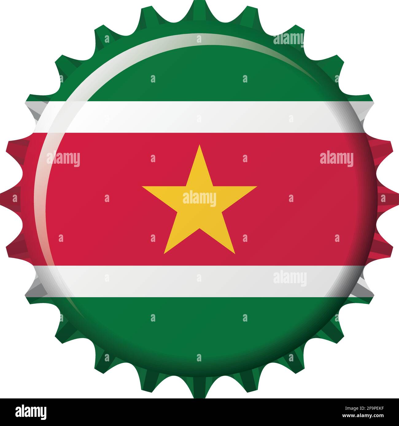 Drapeau national du Suriname sur un bouchon de bouteille. Illustration vectorielle Illustration de Vecteur