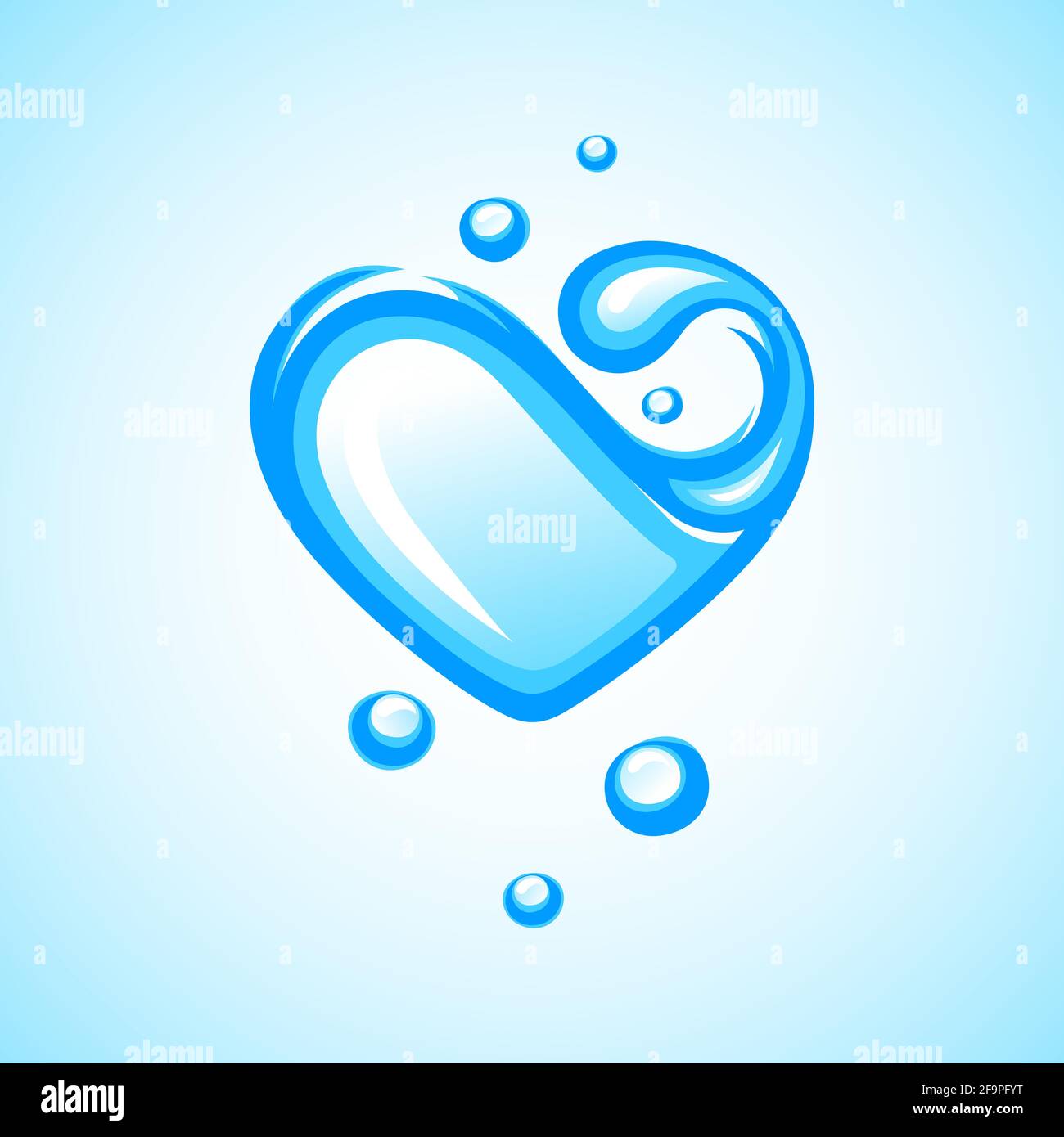 Forme de coeur formant de l'eau. Logo Water. Eau en gravité nulle. Illustration vectorielle Illustration de Vecteur