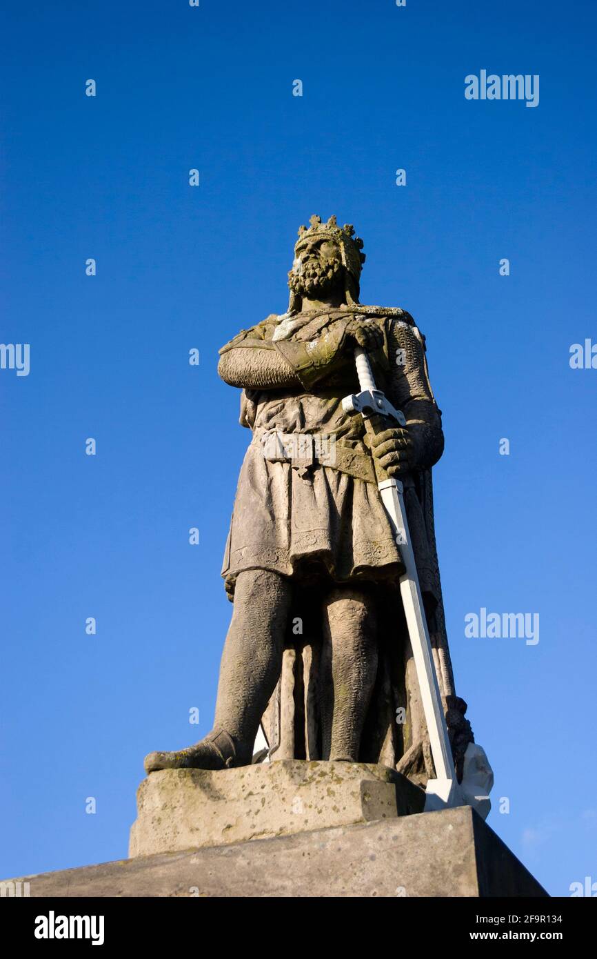Statue du roi Robert le Bruce au château de Stirling, Écosse Banque D'Images