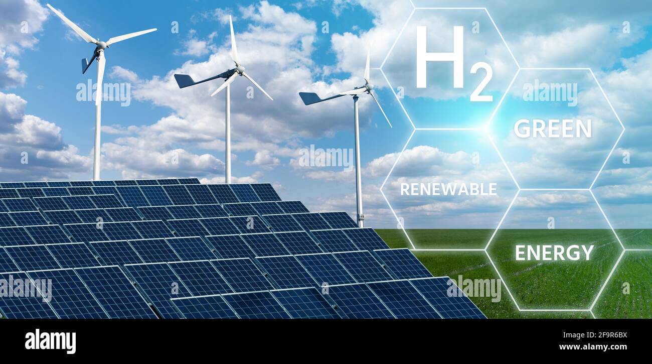 Obtenir de l'hydrogène vert à partir de sources d'énergie renouvelables Banque D'Images