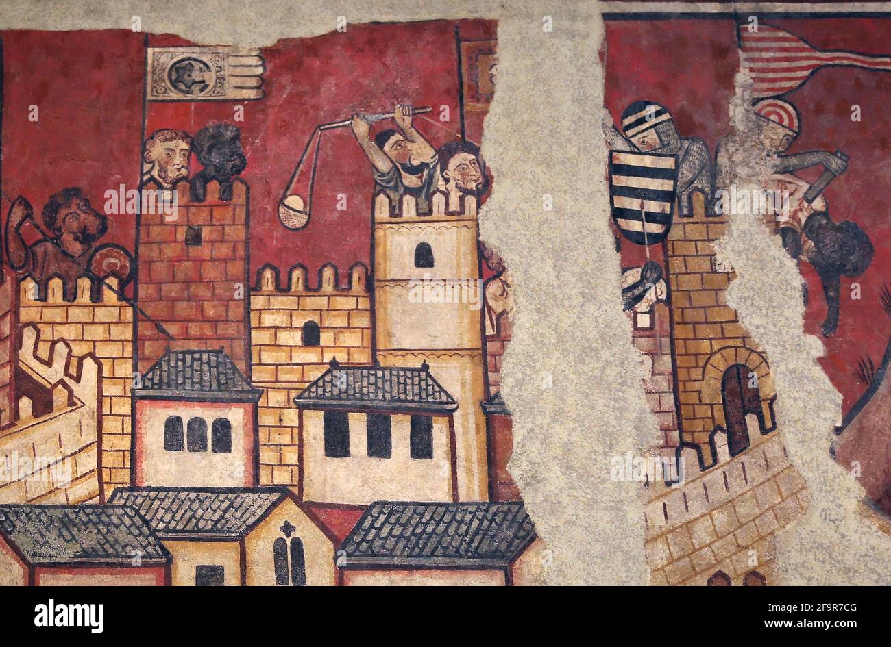 Peintures de conquête de Majorque, 1285-90. Palais Berenguer Aguilar, Barcelone. Musée national d'Art de Catalogne. Barcelone. Catalogne. Espagne. Banque D'Images