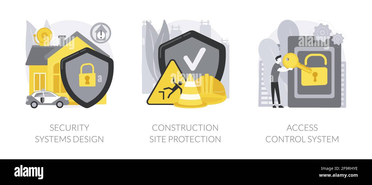 Illustrations vectorielles abstraites de concept des services de sécurité de la construction. Illustration de Vecteur
