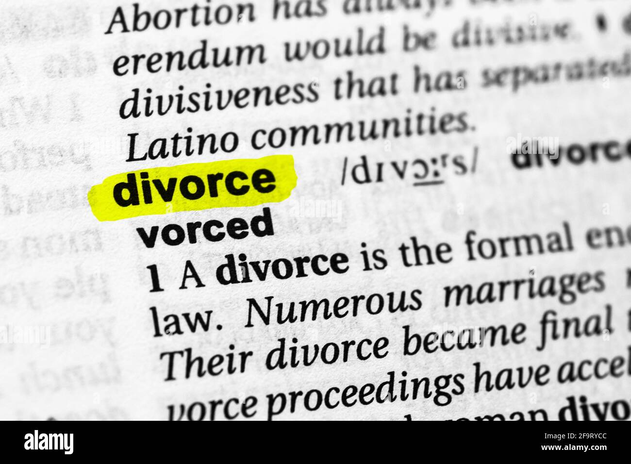 A mis en évidence le concept de divorce de mot et la signification. Banque D'Images