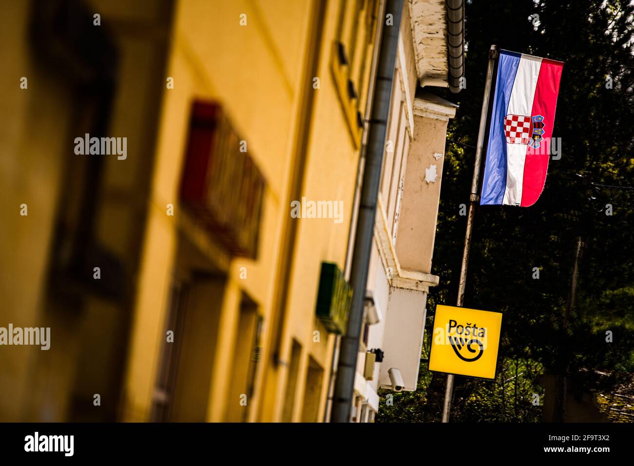 Drameaux de paysage, drapeau recce pendant le Rallye de Croatie 2021, 3e tour de la FIA WRC 2021, FIA World Rally car Championship, du 22 au 25 avril 2021 à Zagreb, Croatie - photo Bastien Roux / DPPI Banque D'Images