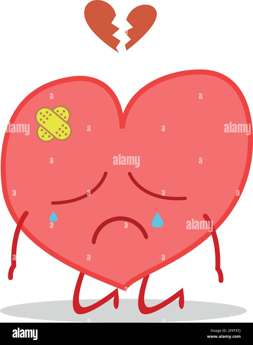 Illustration vectorielle d'un cœur malade et triste dans un style de dessin animé. Illustration de Vecteur