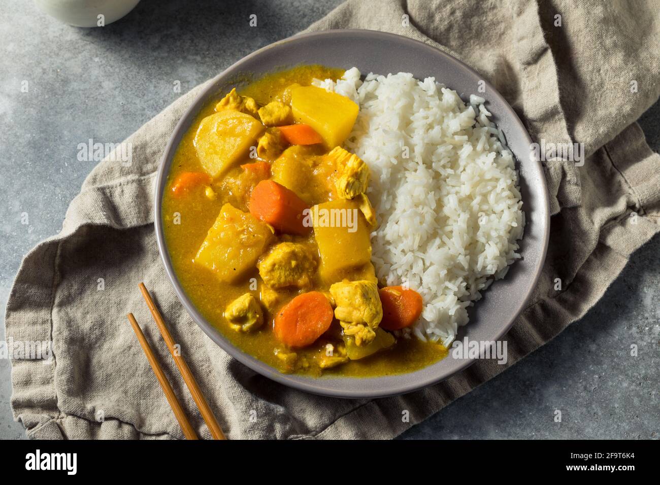 Curry de poulet japonais fait maison avec riz et pommes de terre Banque D'Images