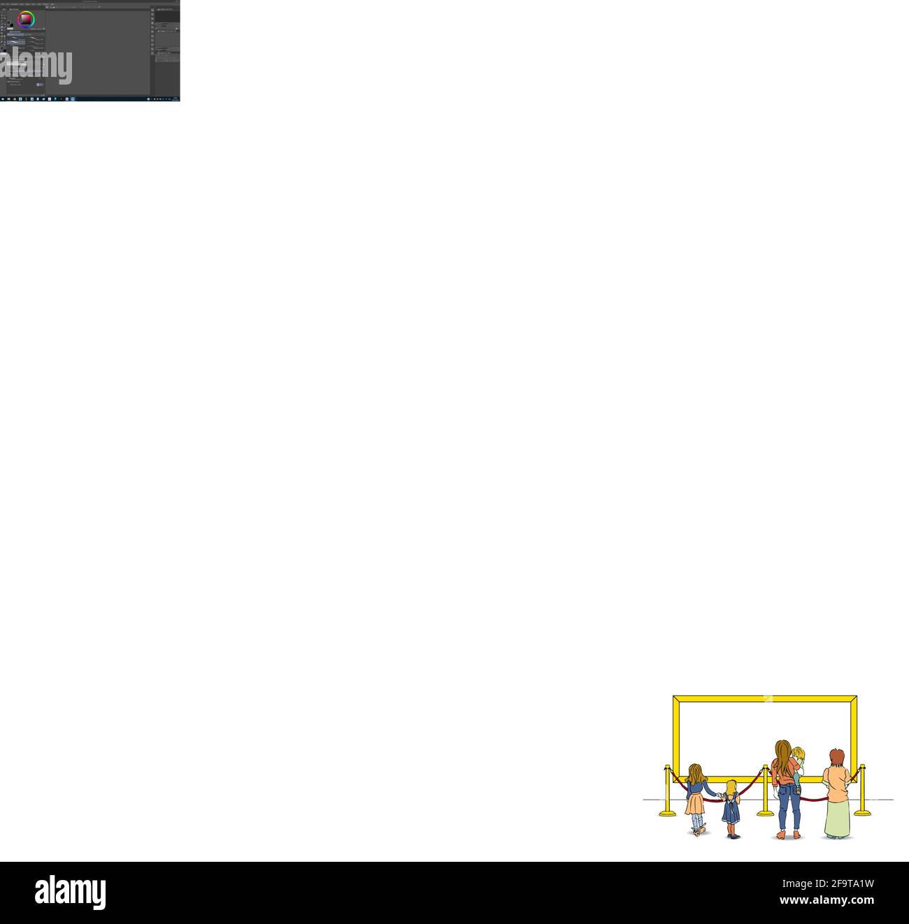 Personnes dans le musée regardant la photo sur le mur. Illustration de Vecteur