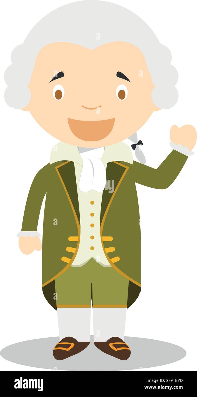 Personnage de dessin animé Emmanuel Kant. Illustration vectorielle. Collection d'histoire pour enfants. Illustration de Vecteur