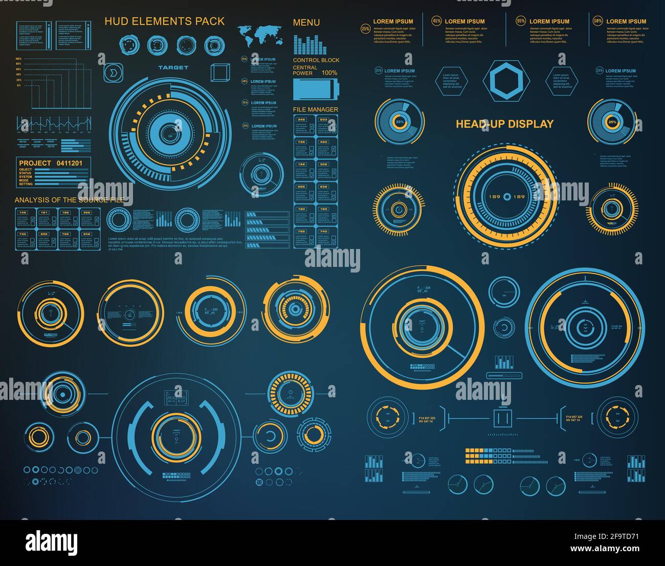 Interface utilisateur tactile graphique virtuel bleu futuriste Illustration de Vecteur