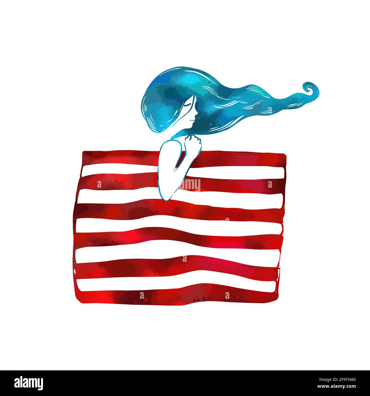 Abstraction Girl dort sous une couverture. Illustration vectorielle Illustration de Vecteur