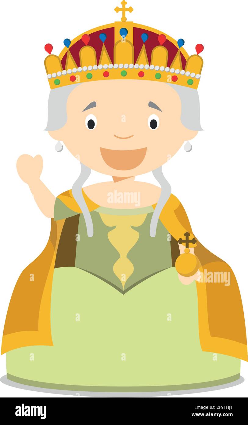 Maria Theresa I d'Autriche personnage de dessin animé. Illustration vectorielle. Collection d'histoire pour enfants. Illustration de Vecteur