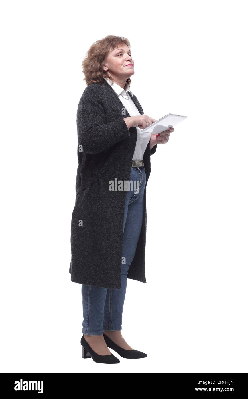 en pleine croissance. femme mature avec une tablette numérique. Banque D'Images