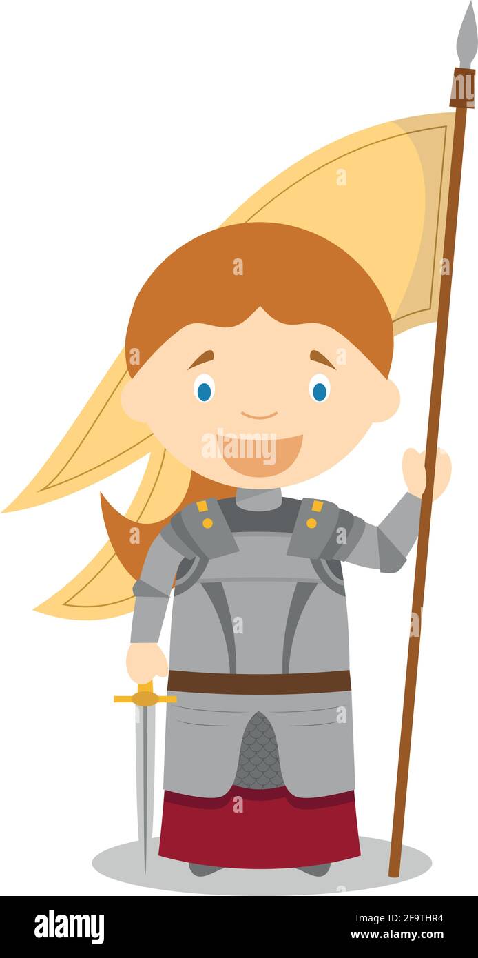 Personnage de dessin animé Jeanne d'Arc. Illustration vectorielle. Collection d'histoire pour enfants. Illustration de Vecteur