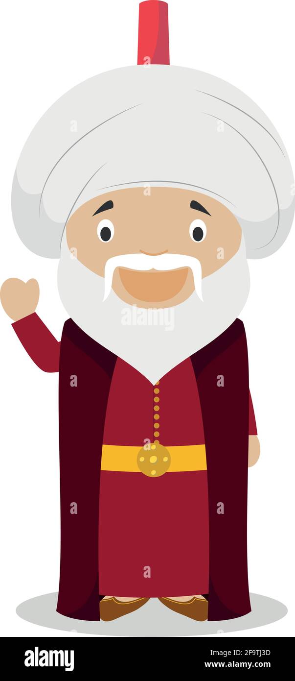 Sultan Suleiman I le magnifique personnage de dessin animé. Illustration vectorielle. Collection d'histoire pour enfants. Illustration de Vecteur