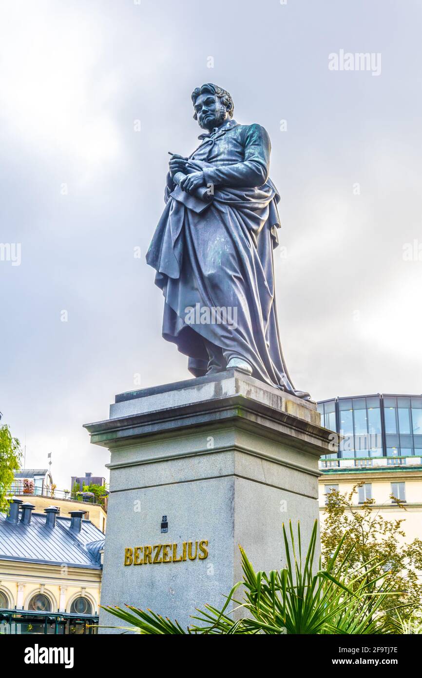 Statue du chimiste suédois Jöns Jacob Berzelius à Stockholm, Suède Banque D'Images