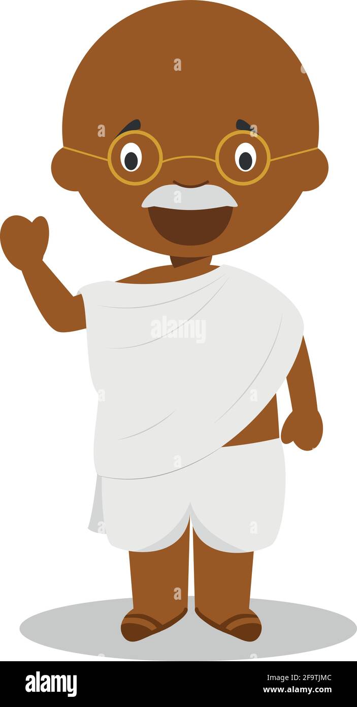 Personnage de dessin animé Gandhi. Illustration vectorielle. Collection d'histoire pour enfants. Illustration de Vecteur