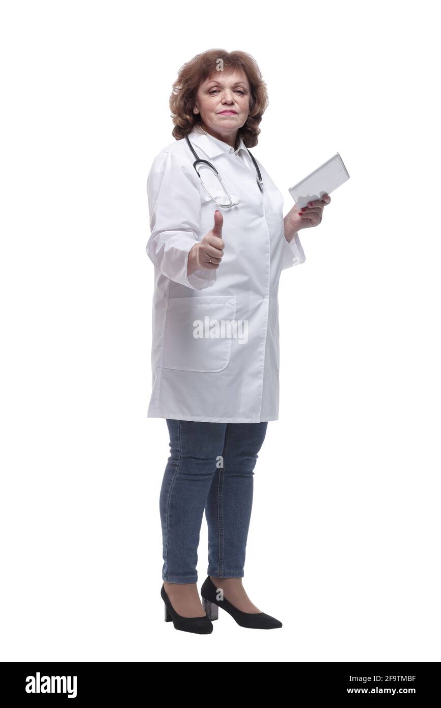 en pleine croissance. femme médecin avec une tablette numérique. Banque D'Images