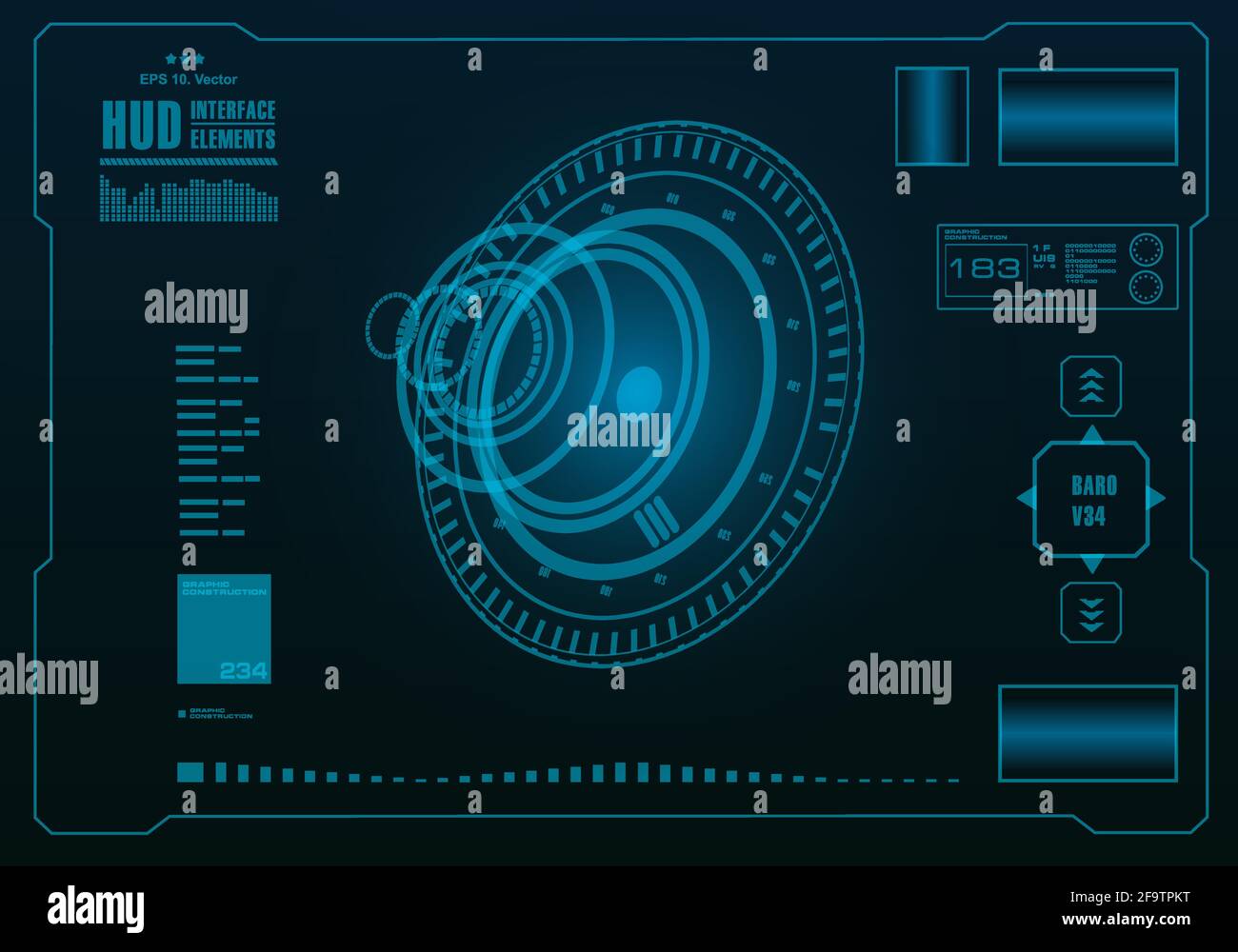 Interface utilisateur tactile graphique virtuel bleu futuriste Illustration de Vecteur