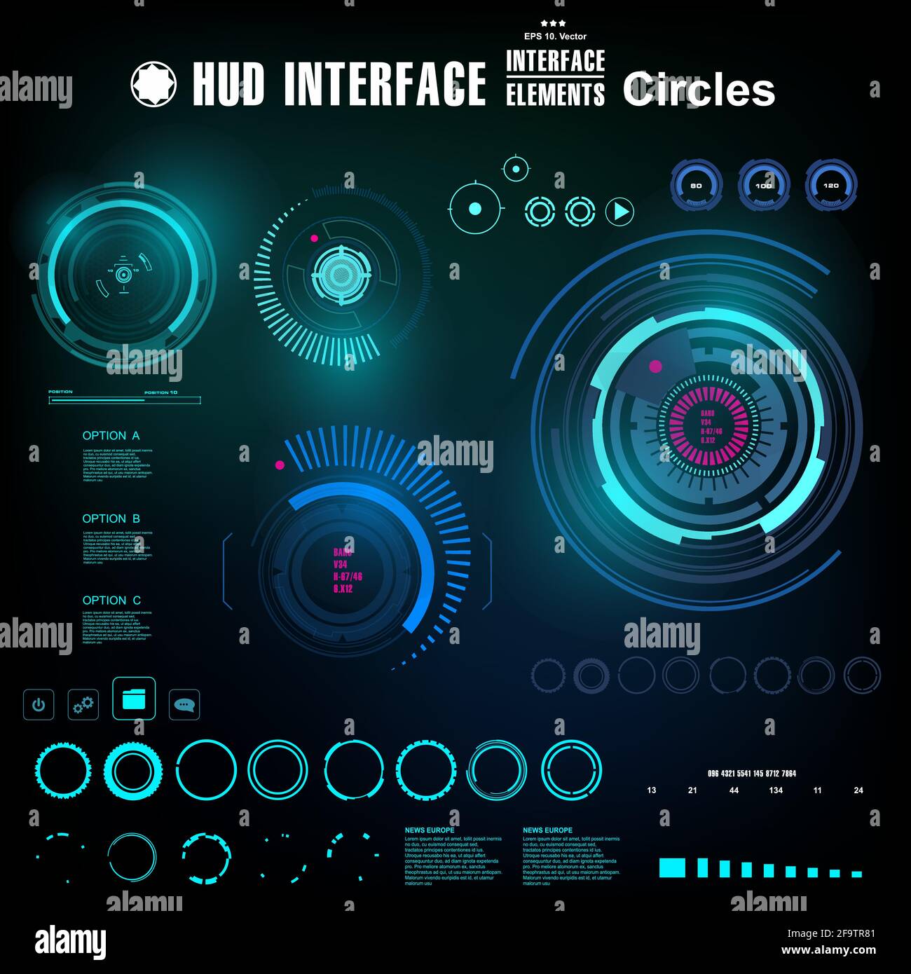Interface utilisateur tactile graphique virtuel bleu futuriste Illustration de Vecteur