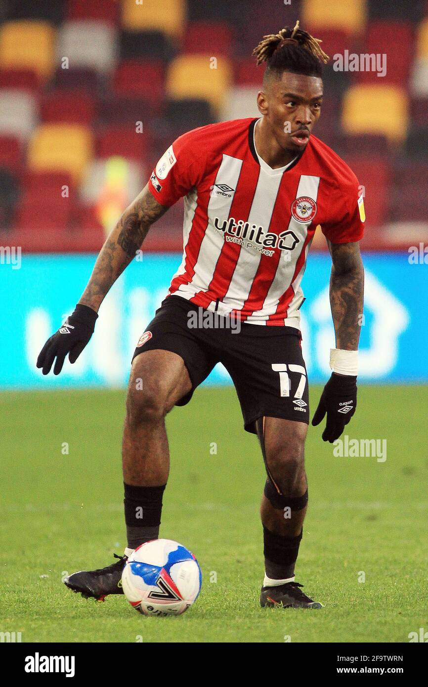 Londres, Royaume-Uni. 20 avril 2021. Ivan Toney de Brentford en action pendant le match. Match de championnat EFL Skybet, Brentford v Cardiff City au stade communautaire de Brentford, Brentford à Londres, le mardi 20 avril 2021. Cette image ne peut être utilisée qu'à des fins éditoriales. Utilisation éditoriale uniquement, licence requise pour une utilisation commerciale. Aucune utilisation dans les Paris, les jeux ou les publications d'un seul club/ligue/joueur. photo par Steffan Bowen/Andrew Orchard sports photographie/Alay Live news crédit: Andrew Orchard sports photographie/Alay Live News Banque D'Images