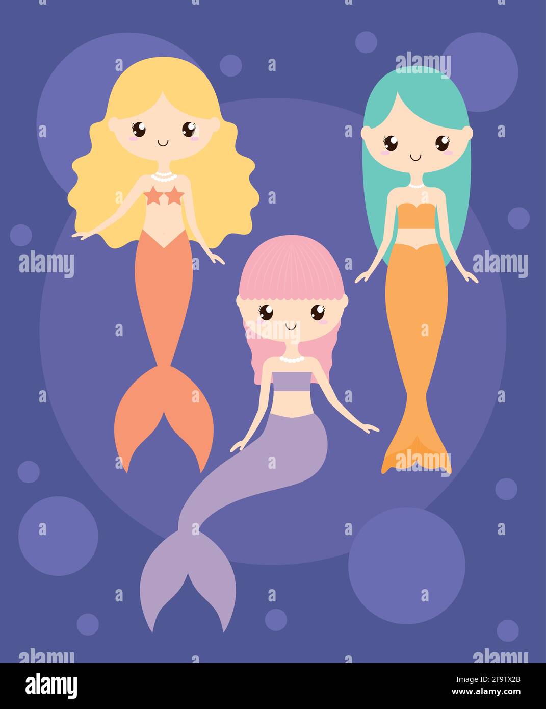 trois mignons mermaid Illustration de Vecteur
