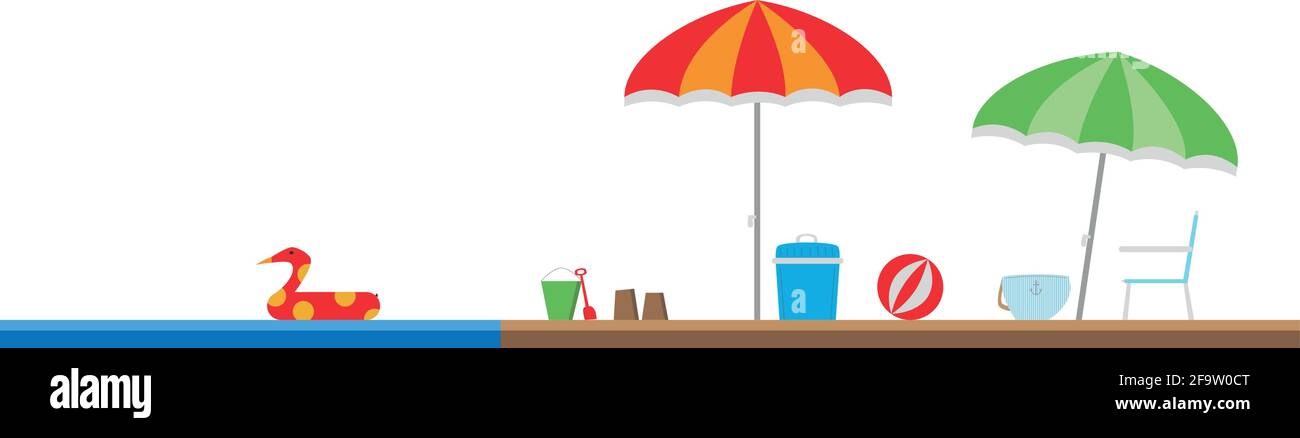 Illustration d'une plage avec un joli vecteur de dessin animé Illustration de Vecteur